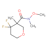 Chemical structure of 4,4-difluoro-N-methoxy-N,3-dimethyloxane-3-carboxamide - CSSB20453657240
