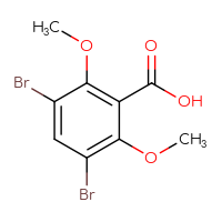 Chemical structure of 3,5-dibromo-2,6-dimethoxybenzoic acid - CSSB00010880426