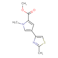 Chemical structure of methyl 1-methyl-4-(2-methyl-1,3-thiazol-4-yl)-1H-pyrrole-2-carboxylate - CSSB00000240955