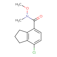 Chemical structure of 7-chloro-N-methoxy-N-methyl-2,3-dihydro-1H-indene-4-carboxamide - CSSB15027631380