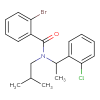 Chemical structure of 2-bromo-N-[1-(2-chlorophenyl)ethyl]-N-(2-methylpropyl)benzamide - CSSB10808452717