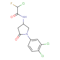 Chemical structure of 2-chloro-N-[1-(3,4-dichlorophenyl)-5-oxopyrrolidin-3-yl]-2-fluoroacetamide - CSSB21332123435