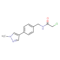 Chemical structure of 2-chloro-N-{[4-(1-methyl-1H-pyrazol-4-yl)phenyl]methyl}acetamide - CSSB01791055704
