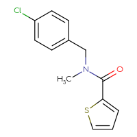Chemical structure of N-[(4-chlorophenyl)methyl]-N-methylthiophene-2-carboxamide - CSSB00000481517
