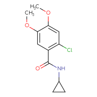 Chemical structure of 2-chloro-N-cyclopropyl-4,5-dimethoxybenzamide - CSSB01385770335