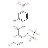 Chemical structure of 4-chloro-2-[(2-chloro-4-nitrophenyl)carbamoyl]phenyl trifluoromethanesulfonate - CSSB21332113034