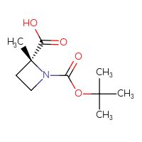 Chemical structure of (2R)-1-[(tert-butoxy)carbonyl]-2-methylazetidine-2-carboxylic acid - CSSB00015384336