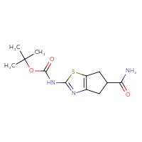 Chemical structure of tert-butyl N-{5-carbamoyl-4H,5H,6H-cyclopenta[d][1,3]thiazol-2-yl}carbamate - CSSB20976876702
