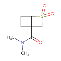 Chemical structure of N,N-dimethyl-2,2-dioxo-2λ⁶-thiabicyclo[2.2.0]hexane-4-carboxamide - CSSB14858276540