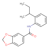 Chemical structure of N-[2-(butan-2-yl)phenyl]-2H-1,3-benzodioxole-5-carboxamide - CSSB00026273763