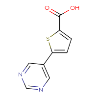 Chemical structure of 5-(pyrimidin-5-yl)thiophene-2-carboxylic acid - CSSB00011688933