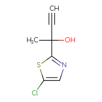 Chemical structure of 2-(5-chloro-1,3-thiazol-2-yl)but-3-yn-2-ol - CSSB09875063898