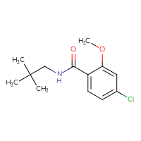 Chemical structure of 4-chloro-N-(2,2-dimethylpropyl)-2-methoxybenzamide - CSSB01998385858