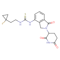 Chemical structure of 1-[2-(2,6-dioxopiperidin-3-yl)-1-oxo-2,3-dihydro-1H-isoindol-4-yl]-3-[2-(1-fluorocyclopropyl)ethyl]thiourea - CSSB21432451303