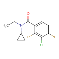 Chemical structure of 3-chloro-N-cyclopropyl-N-ethyl-2,4-difluorobenzamide - CSSB01998711989