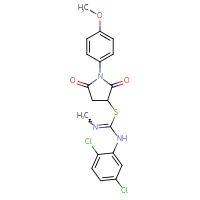 Chemical structure of N-(2,5-dichlorophenyl)-1-{[1-(4-methoxyphenyl)-2,5-dioxopyrrolidin-3-yl]sulfanyl}-N'-methylmethanimidamide - CSSB00121680443