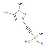 Chemical structure of 1-methyl-3-[2-(trimethylsilyl)ethynyl]-1H-pyrazol-5-amine - CSSB03439644927