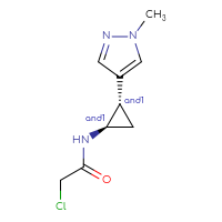 Chemical structure of rac-2-chloro-N-[(1R,2S)-2-(1-methyl-1H-pyrazol-4-yl)cyclopropyl]acetamide - CSSB09890814130