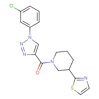 Chemical structure of 1-[1-(3-chlorophenyl)-1H-1,2,3-triazole-4-carbonyl]-3-(1,3-thiazol-2-yl)piperidine - CSSS00027552832