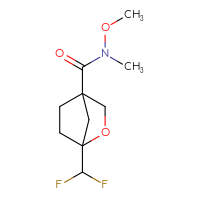 Chemical structure of 1-(difluoromethyl)-N-methoxy-N-methyl-2-oxabicyclo[2.2.1]heptane-4-carboxamide - CSSB14981078012