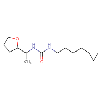 Chemical structure of 3-(4-cyclopropylbutyl)-1-[1-(oxolan-2-yl)ethyl]urea - CSSB01234430045