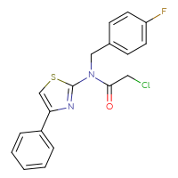 Chemical structure of 2-chloro-N-[(4-fluorophenyl)methyl]-N-(4-phenyl-1,3-thiazol-2-yl)acetamide - CSSB00000734630