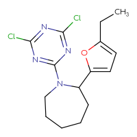 Chemical structure of 1-(4,6-dichloro-1,3,5-triazin-2-yl)-2-(5-ethylfuran-2-yl)azepane - CSSB21332152281