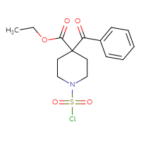 Chemical structure of ethyl 4-benzoyl-1-(chlorosulfonyl)piperidine-4-carboxylate - CSSB21224771975