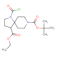 Chemical structure of 8-tert-butyl 4-ethyl 1-(carbonochloridoyl)-1,8-diazaspiro[4.5]decane-4,8-dicarboxylate - CSSB21224772905