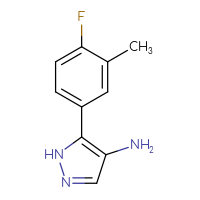 Chemical structure of 5-(4-fluoro-3-methylphenyl)-1H-pyrazol-4-amine - CSSB00020699644