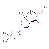 Chemical structure of tert-butyl (4R)-4-[methoxy(methyl)carbamoyl]-3,3-dimethylpyrrolidine-1-carboxylate - CSSB07120391564