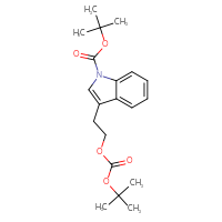 Chemical structure of tert-butyl 3-(2-{[(tert-butoxy)carbonyl]oxy}ethyl)-1H-indole-1-carboxylate - CSSB14945309500