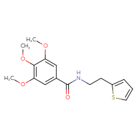 Chemical structure of 3,4,5-trimethoxy-N-[2-(thiophen-2-yl)ethyl]benzamide - CSSB00046270364
