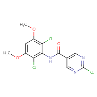Chemical structure of 2-chloro-N-(2,6-dichloro-3,5-dimethoxyphenyl)pyrimidine-5-carboxamide - CSSB06475059966