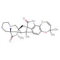 Chemical structure of (1'S,8R,8'S)-4,4,11',11',14'-pentamethyl-9,10-dihydro-4H-3',14'-diazaspiro[[1,4]dioxepino[2,3-g]indole-8,12'-tetracyclo[6.5.2.0¹,¹⁰.0³,⁸]pentadecane]-9,15'-dione - CSSB00159430025