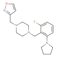 Chemical structure of 1-{[2-fluoro-6-(pyrrolidin-1-yl)phenyl]methyl}-4-[(1,2-oxazol-3-yl)methyl]piperazine - CSSS00027085979