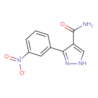 Chemical structure of 3-(3-nitrophenyl)-1H-pyrazole-4-carboxamide - CSSB15033524893