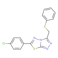 Chemical structure of 6-(4-chlorophenyl)-3-[(phenylsulfanyl)methyl]-[1,2,4]triazolo[3,4-b][1,3,4]thiadiazole - CSSB00121637051