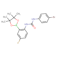 Chemical structure of 1-(4-bromophenyl)-3-[4-fluoro-2-(4,4,5,5-tetramethyl-1,3,2-dioxaborolan-2-yl)phenyl]urea - CSSB21332157386