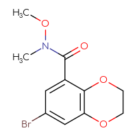 Chemical structure of 7-bromo-N-methoxy-N-methyl-2,3-dihydro-1,4-benzodioxine-5-carboxamide - CSSB01999544597