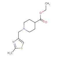 Chemical structure of ethyl 1-[(2-methyl-1,3-thiazol-4-yl)methyl]piperidine-4-carboxylate - CSSB00000388004