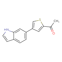 Chemical structure of 1-[4-(1H-indol-6-yl)thiophen-2-yl]ethan-1-one - CSSB06587503905