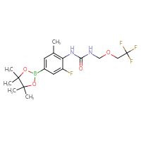 Chemical structure of 1-[2-fluoro-6-methyl-4-(4,4,5,5-tetramethyl-1,3,2-dioxaborolan-2-yl)phenyl]-3-[(2,2,2-trifluoroethoxy)methyl]urea - CSSB21332155112