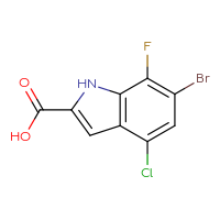 Chemical structure of 6-bromo-4-chloro-7-fluoro-1H-indole-2-carboxylic acid - CSSB20963199631