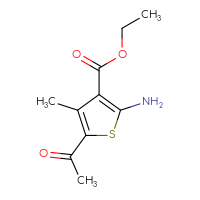 Chemical structure of ethyl 5-acetyl-2-amino-4-methylthiophene-3-carboxylate - CSSB00000010366