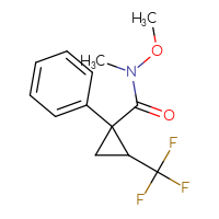Chemical structure of N-methoxy-N-methyl-1-phenyl-2-(trifluoromethyl)cyclopropane-1-carboxamide - CSSB01148881400
