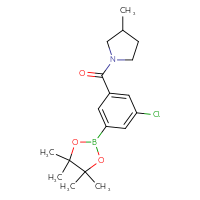 Chemical structure of 1-[3-chloro-5-(4,4,5,5-tetramethyl-1,3,2-dioxaborolan-2-yl)benzoyl]-3-methylpyrrolidine - CSSB02526885690