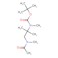 Chemical structure of tert-butyl N-methyl-N-[2-methyl-1-(N-methylacetamido)propan-2-yl]carbamate - CSSB21123232858