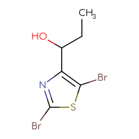 Chemical structure of 1-(2,5-dibromo-1,3-thiazol-4-yl)propan-1-ol - CSSB21246421071