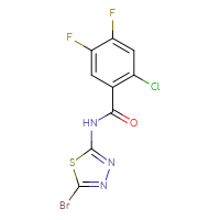 Chemical structure of N-(5-bromo-1,3,4-thiadiazol-2-yl)-2-chloro-4,5-difluorobenzamide - CSSB02502865731